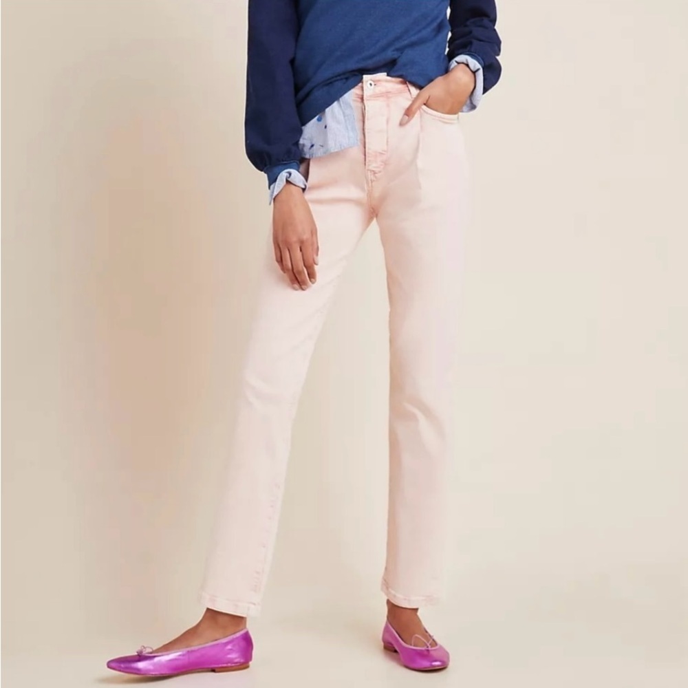 NWT Pilcro and the Letterpress Acid Washed Straight Leg Pants in Rose Size 30